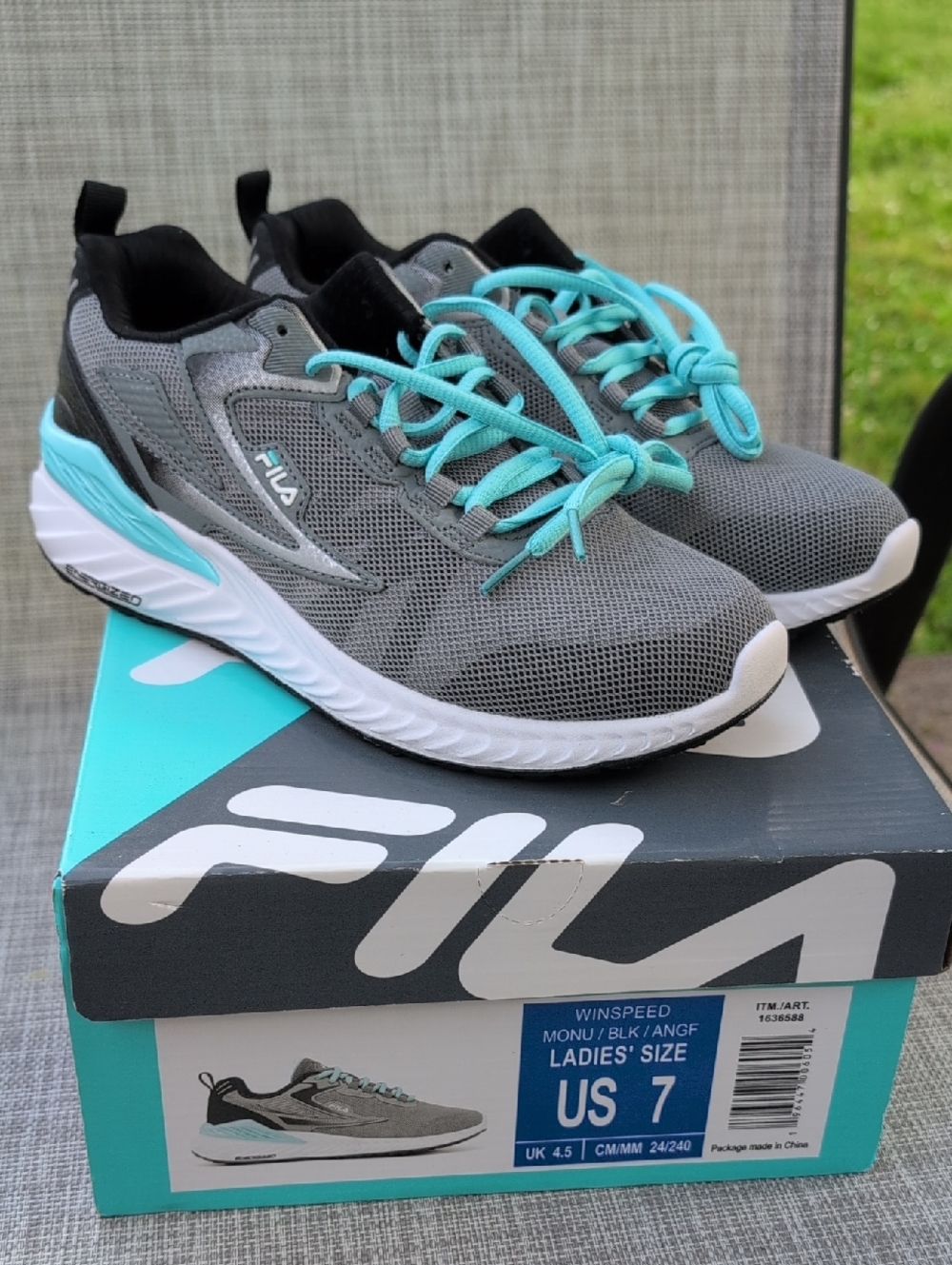 Fila Gray and Blue Sneakers with Breathable Upper and Comfortable Design